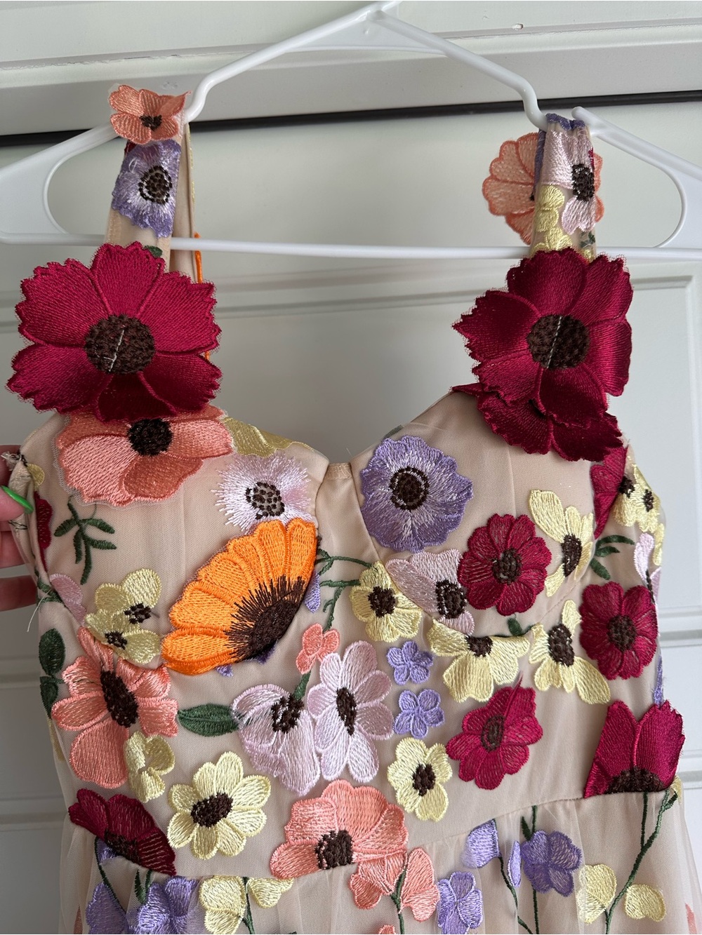 Floral Appliqué Mesh Maxi Dress - Multicolor - Picture 3 of 6